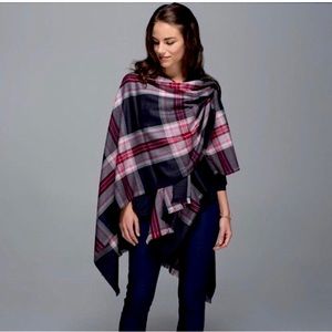 lululemon Pranayama Wool Scarf / Plaid Poncho Wrap